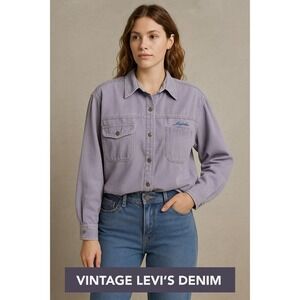 Levi's Button Up Shirt Womens Large Lavender Fade Workwear 90s Y2K Vintage
